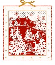 Weihnachtlicher Scherenschnitt Adventskalender in Rot-Weiß