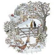 Winterliches Landleben - Pop up Weihnachtskarte