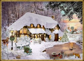 Romantisches Winterhaus Adventskalender
